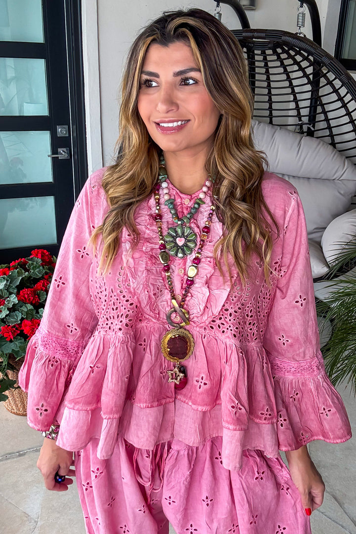 Heirloom Eyelet Top - Petal Pink - House of Jaded Gypsy Exclusive