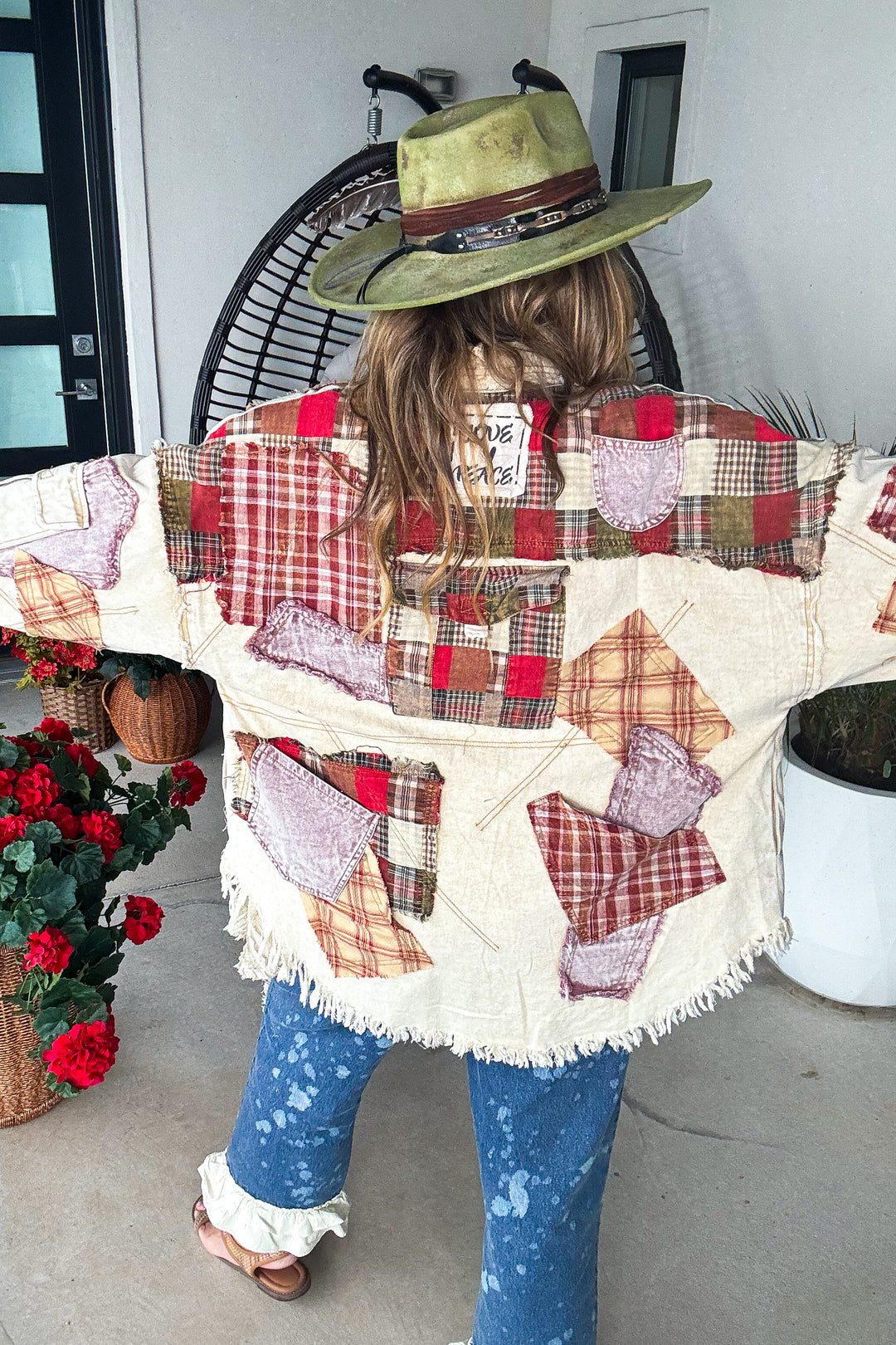 Patchwork Dreamer Oversized Shacket - Tan/Brick