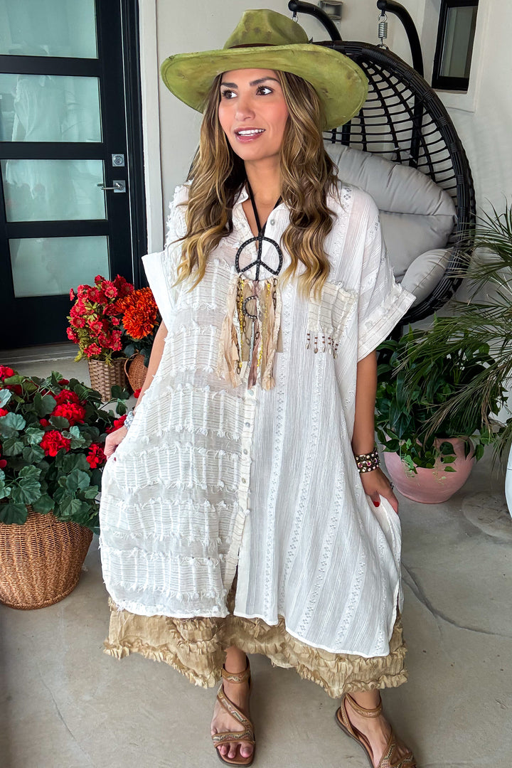 Prairie Moon Sheer Maxi Tunic/Duster - 100% Cotton - Natural