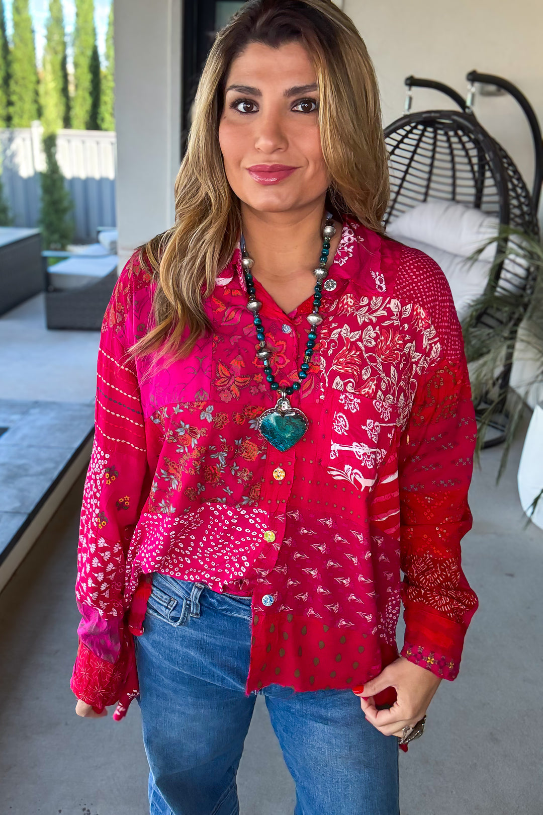 PRE ORDER: Painted Desert Patchwork Blouse - 100% Cotton