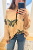 Butterfly Garden Oversized Top - Tan - 100% Cotton