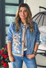 One of a Kind - Rhinestone Bloom Denim Jacket - Denim