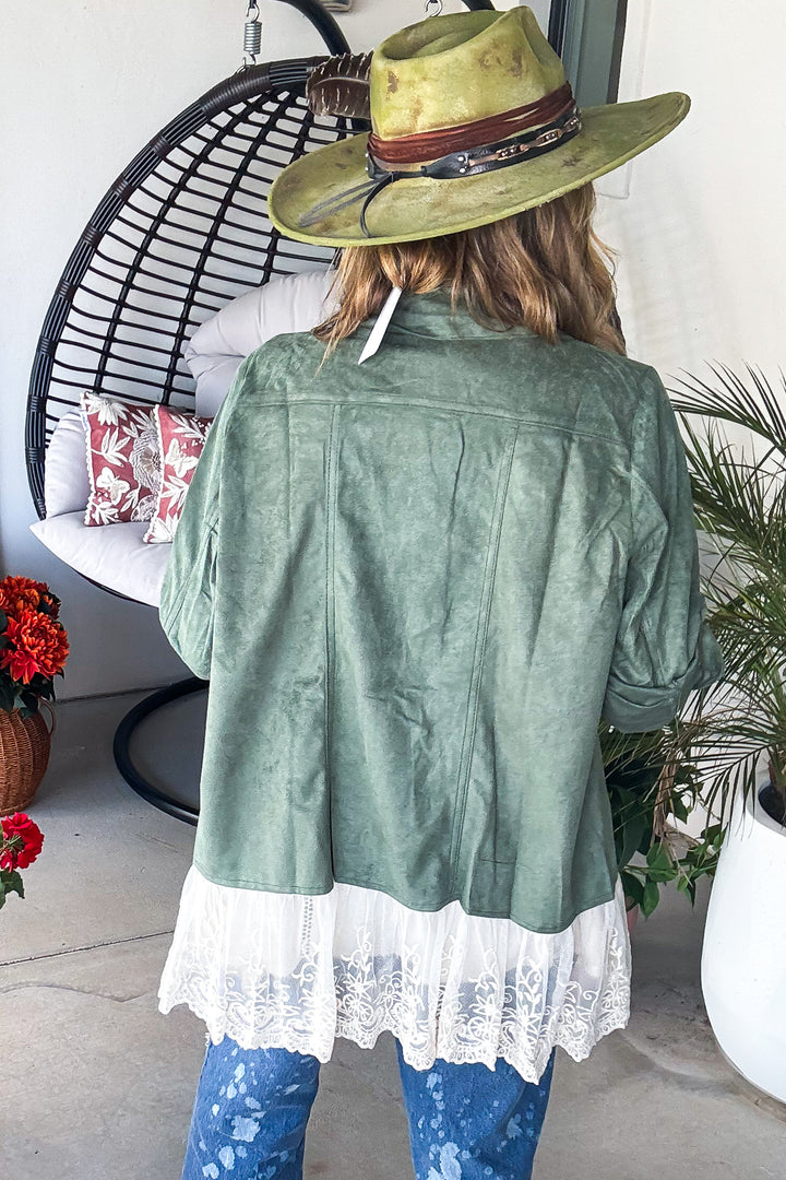 Sundance Suede Button Up - Olive