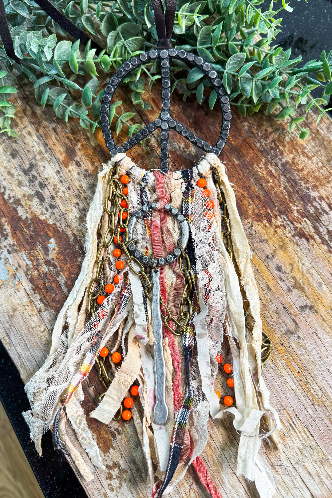 Handmade: Peace and Lace Necklace - Orange Bead