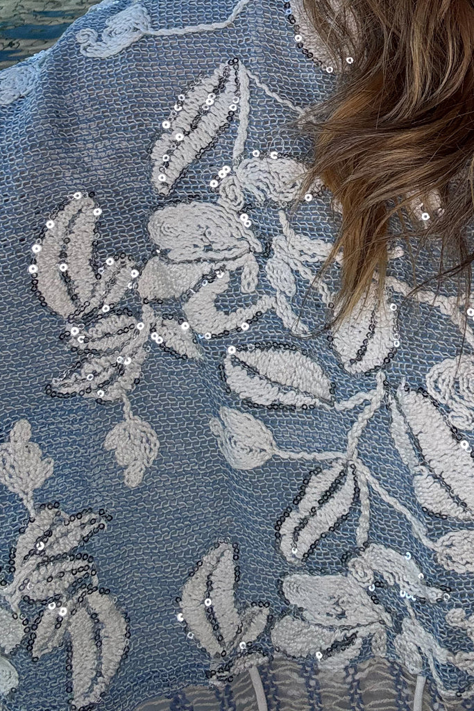 Open Skies Cardigan - 100% Cotton - Powder Blue - Made in USA