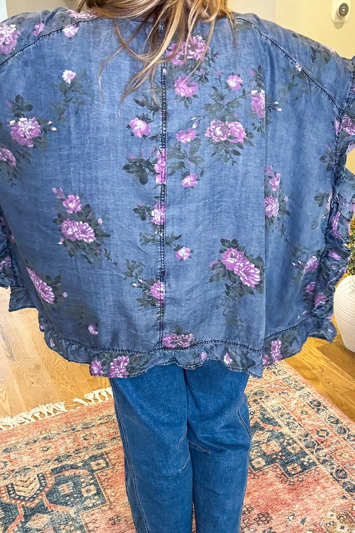 Bloom In Motion Oversized Cardigan - DK. Denim