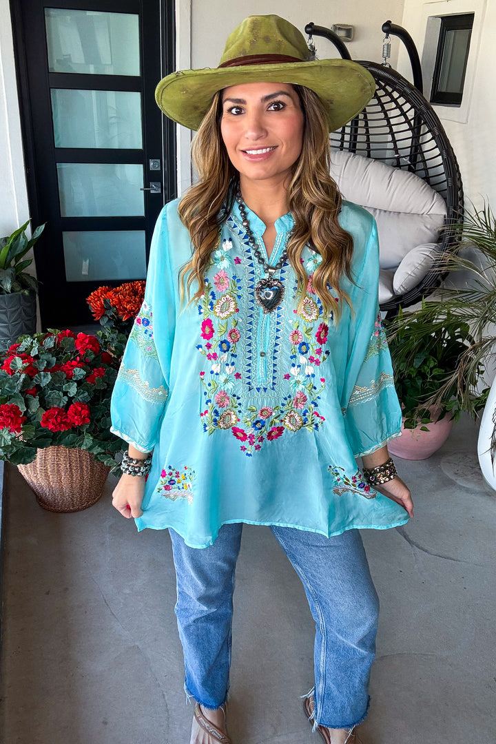 Festivities Gathering Top - Aqua