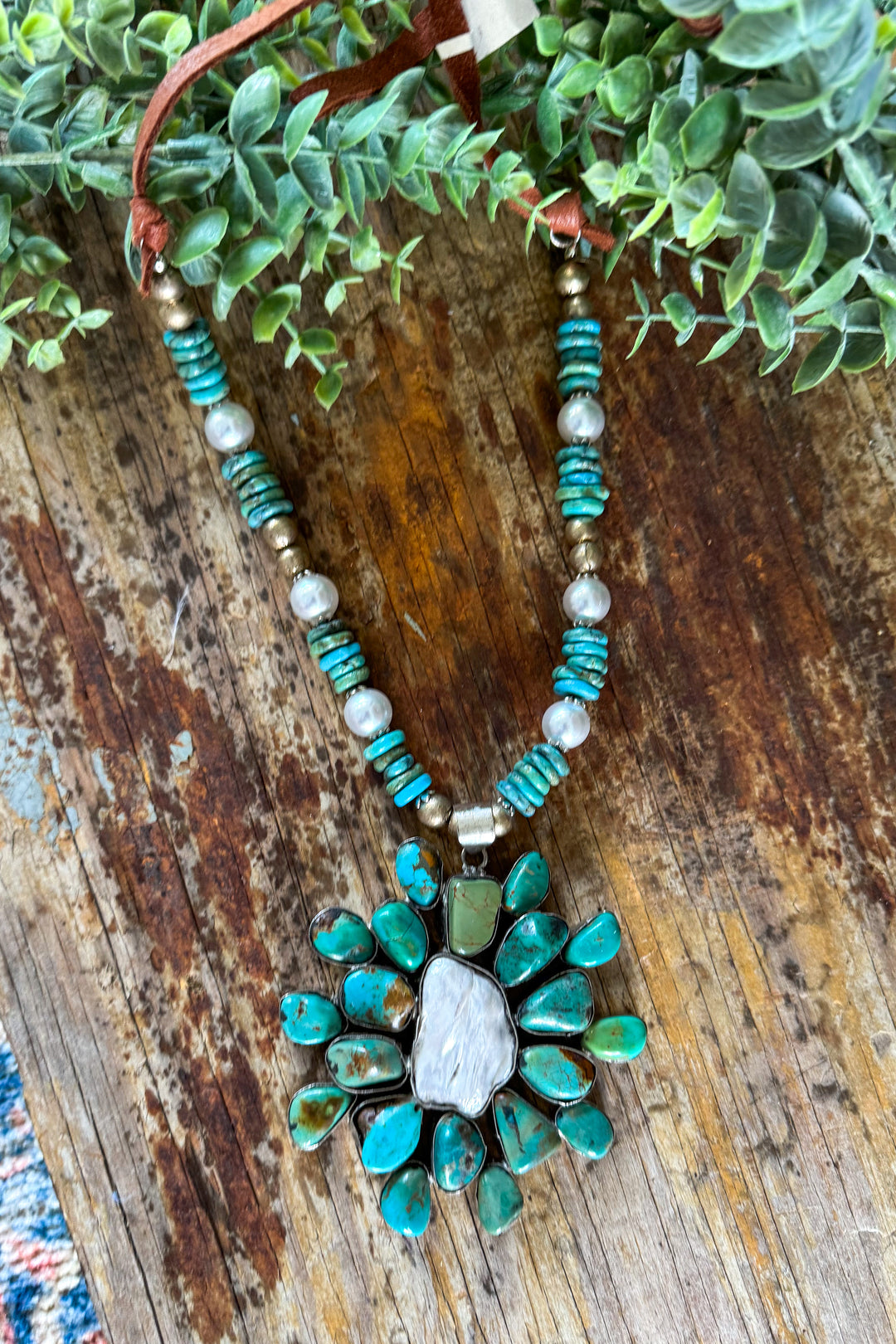 One of a Kind - Handmade - Baroque Pearl and Turquoise Necklace