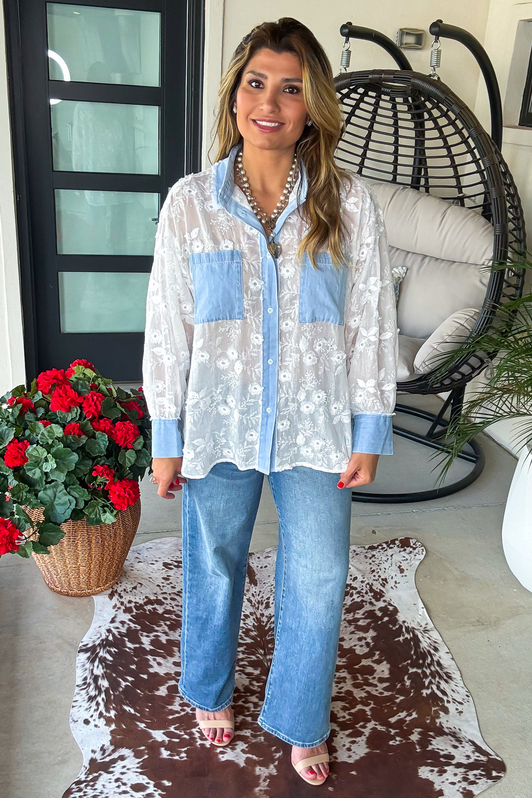 PRE ORDER: Diamond Dust Rhinestone Button Up Top - White - Made in Italy