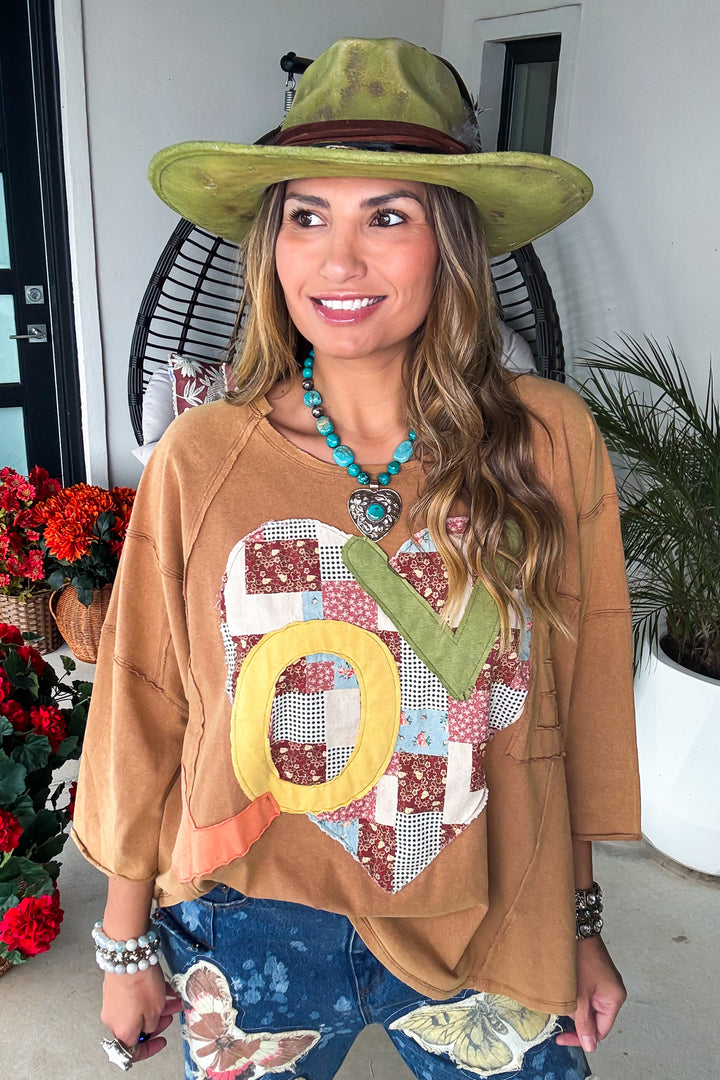 Chasing Love Top - 100% Cotton  Camel