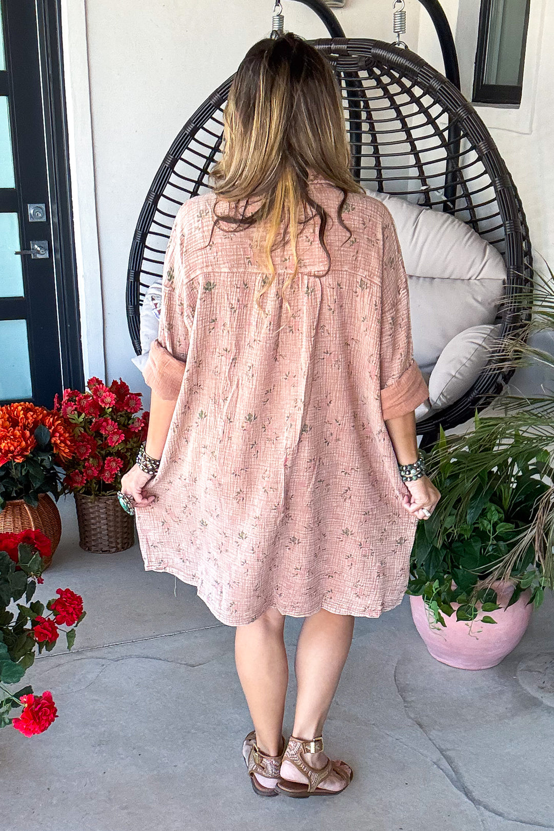 Atlantis Garden Oversized Dress - 100% Cotton - Mocha