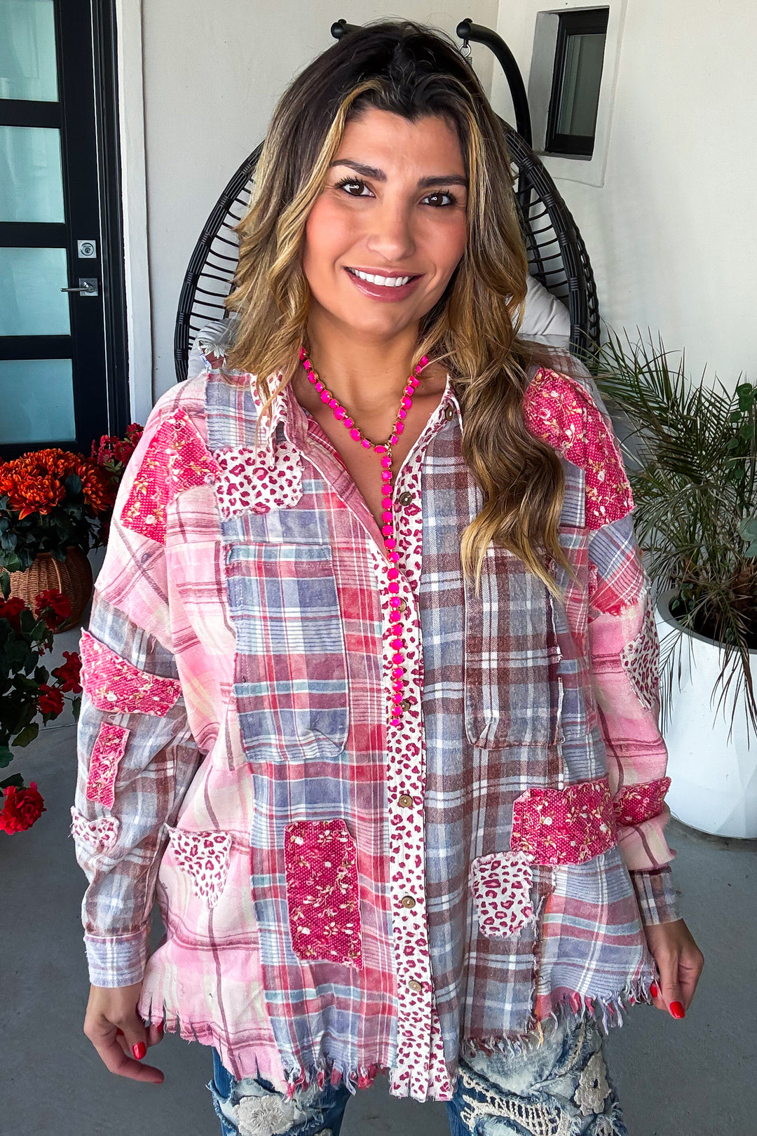 Berry Wild Flannel Top - Berry