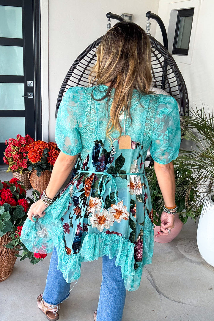 Velvet Chapel Top - Turquoise