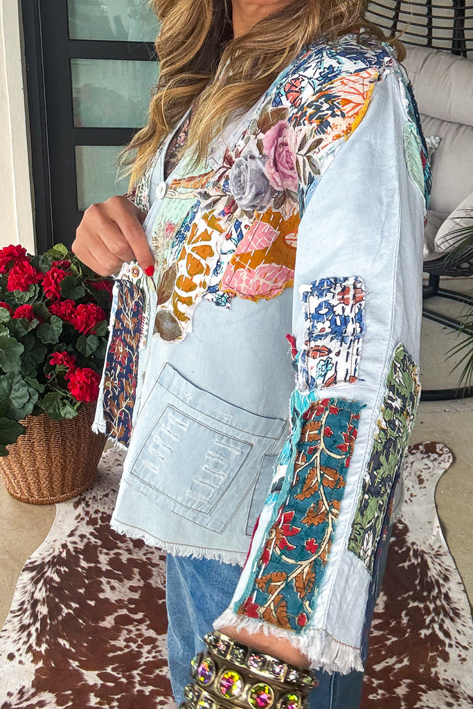 Sun Chaser Patch Jacket - 100% Cotton - Blue