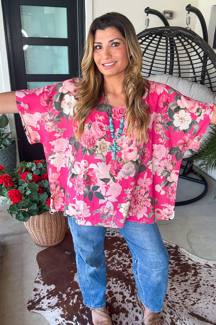 Blushing Leopard Garden Oversized Top - 100% Cotton