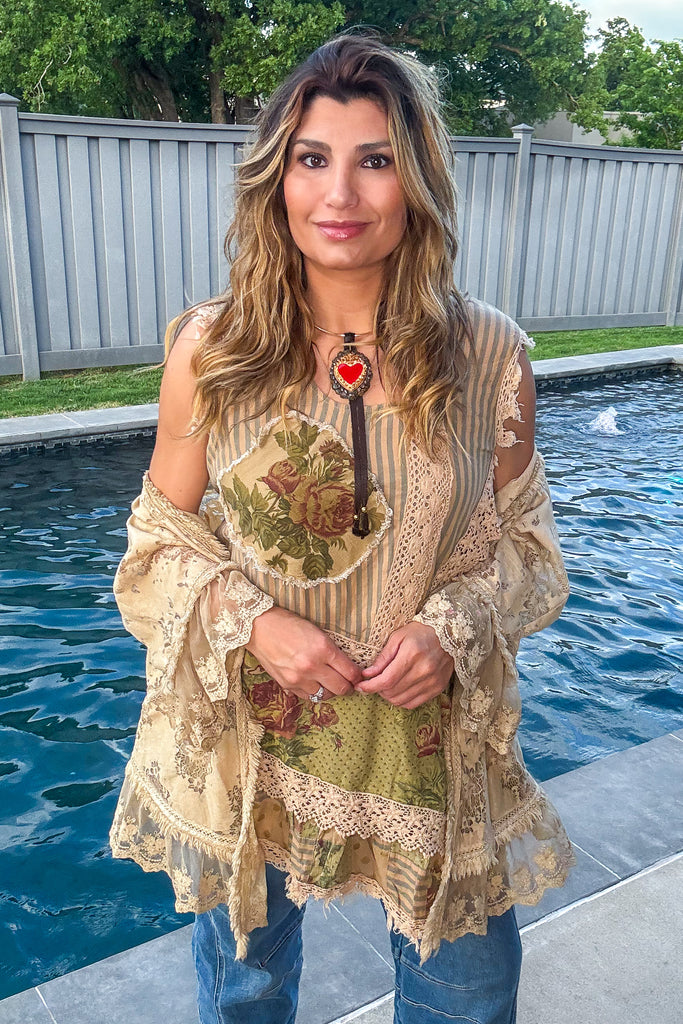 Golden Lace Whisper Kimono - Made in USA