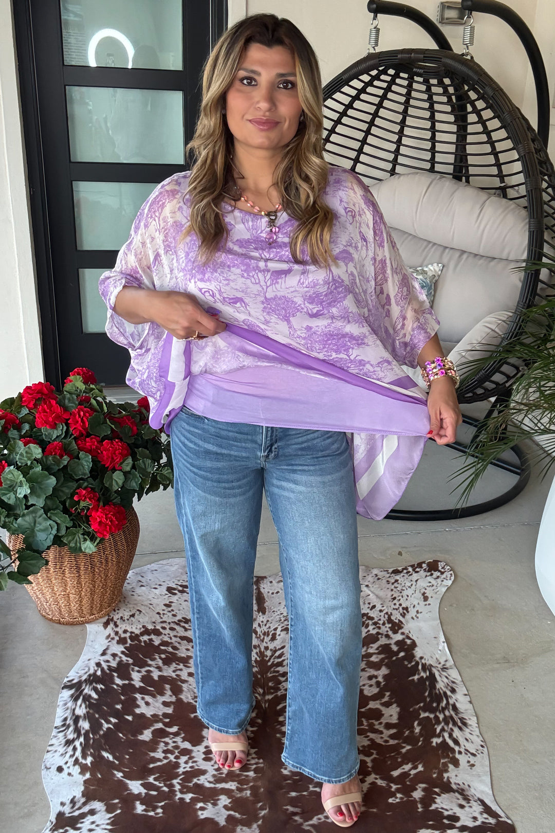 Savanna Sunset Silk Top - Purple - Made in Italy
