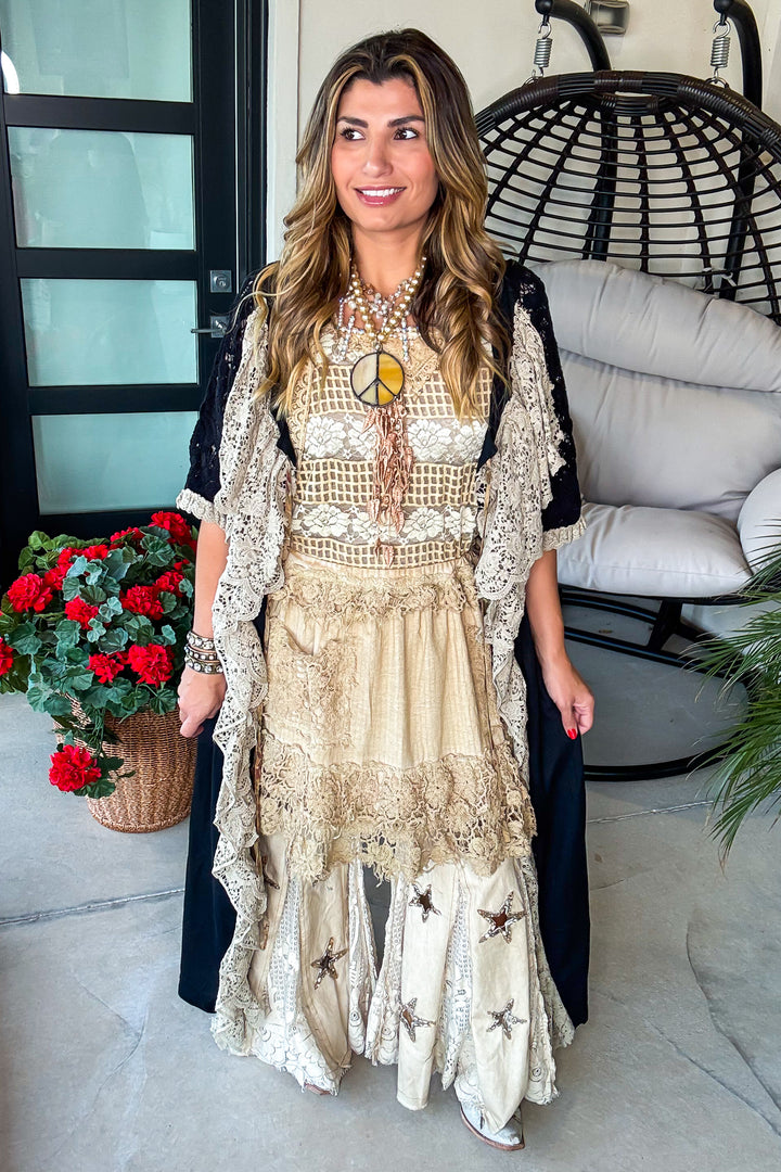 Echo in Lace Duster - Black - 100% Cotton