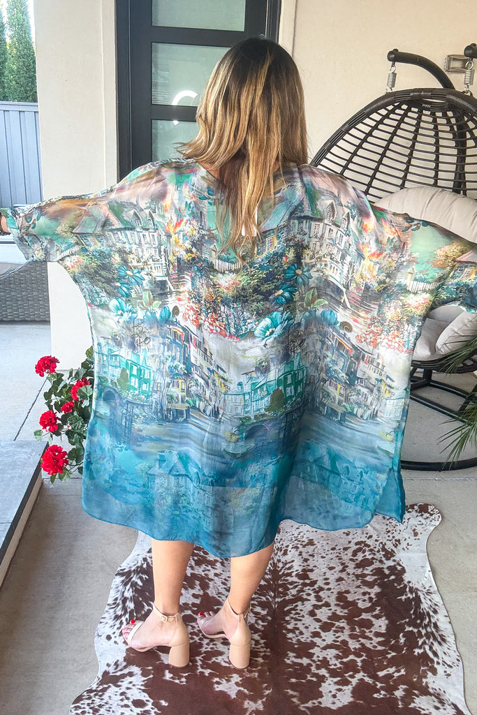 Midnight in Positano Silk Tunic - Made in Italy  - Teal
