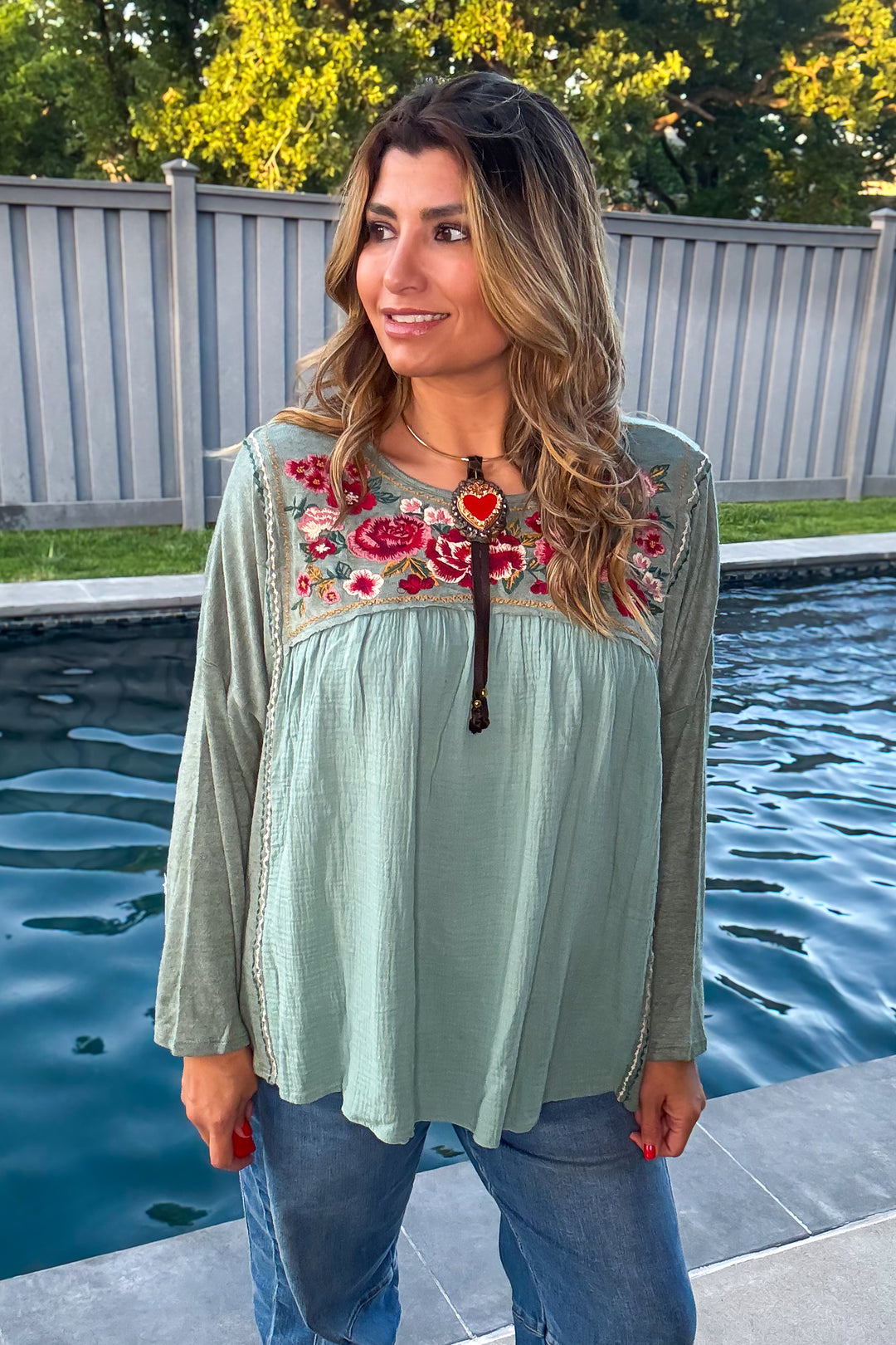 Meet You At Dawn Oversized Top - Sage - Oversized