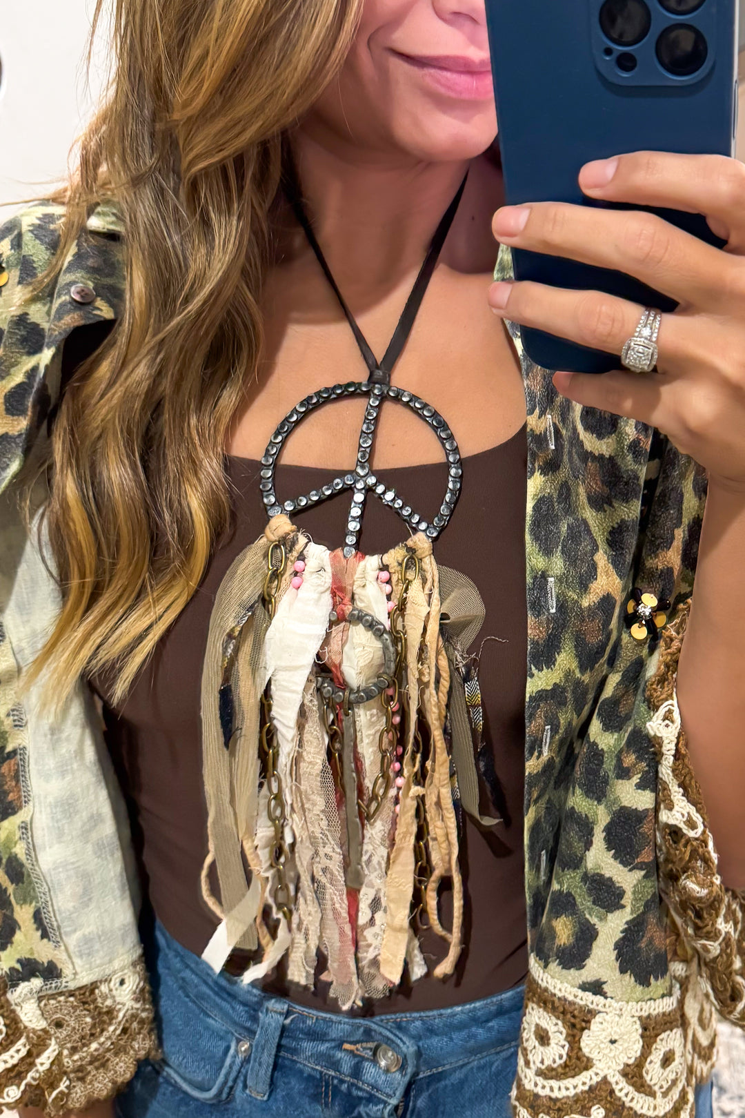Handmade: Peace and Lace Necklace - Pink Bead