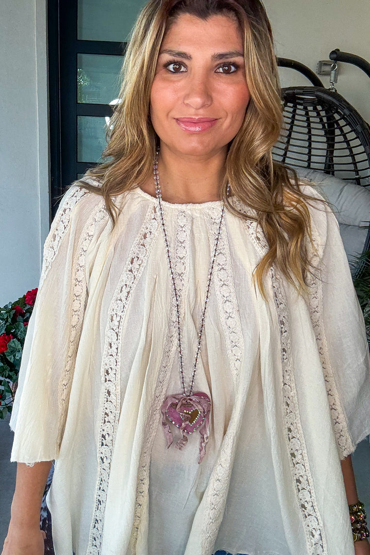 Riverstone Lace Tunic - 100% Cotton - Natural