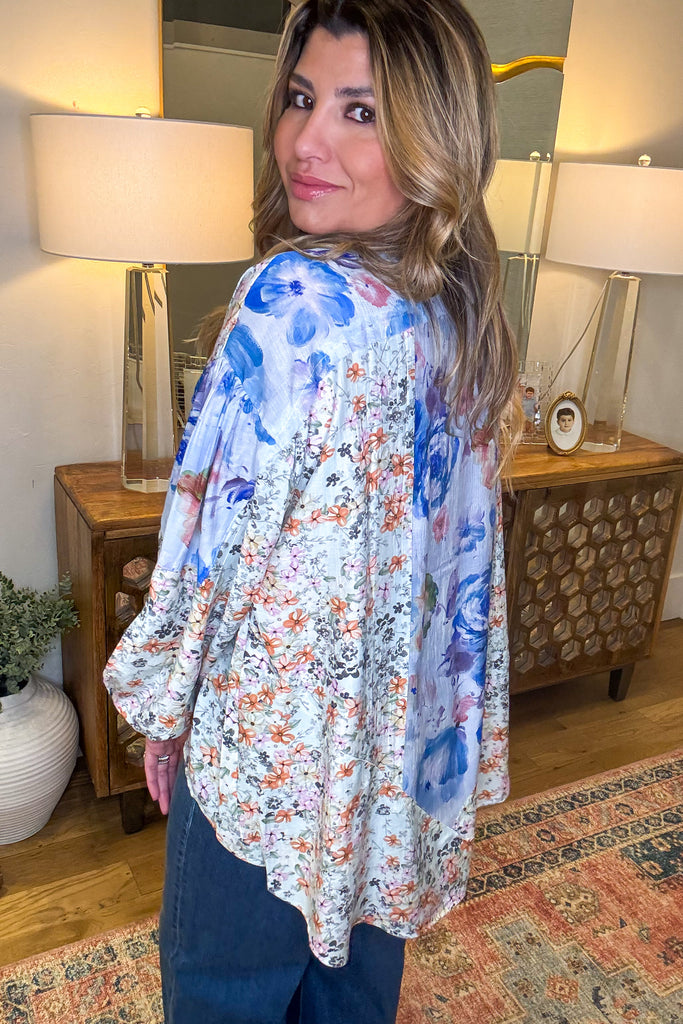 Wildflower Walks Oversized Blouse  - Blue