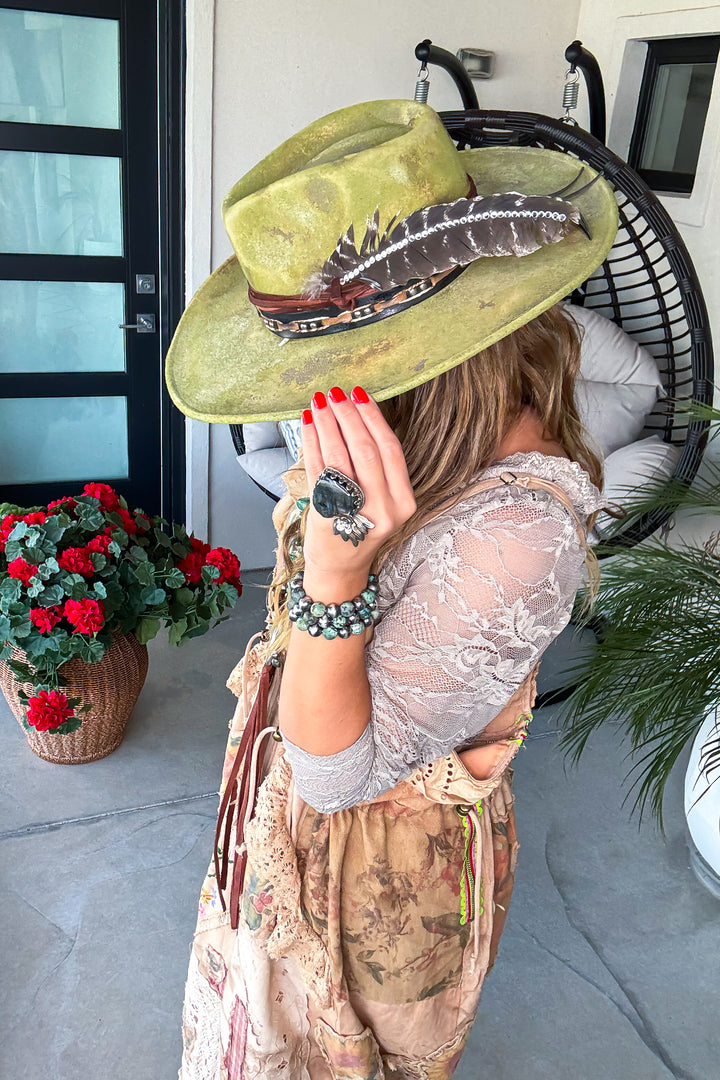 Handmade - Wild Sage Feather Hat