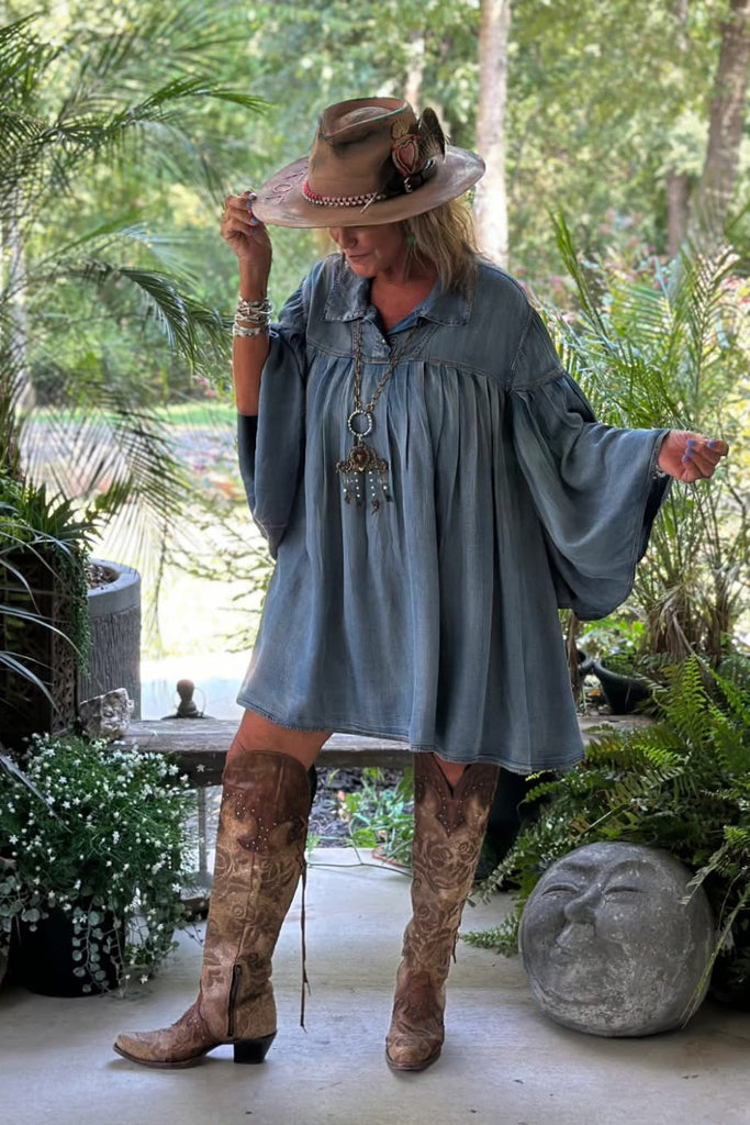 Wild Soul Oversized Denim Dress -  100% Cotton