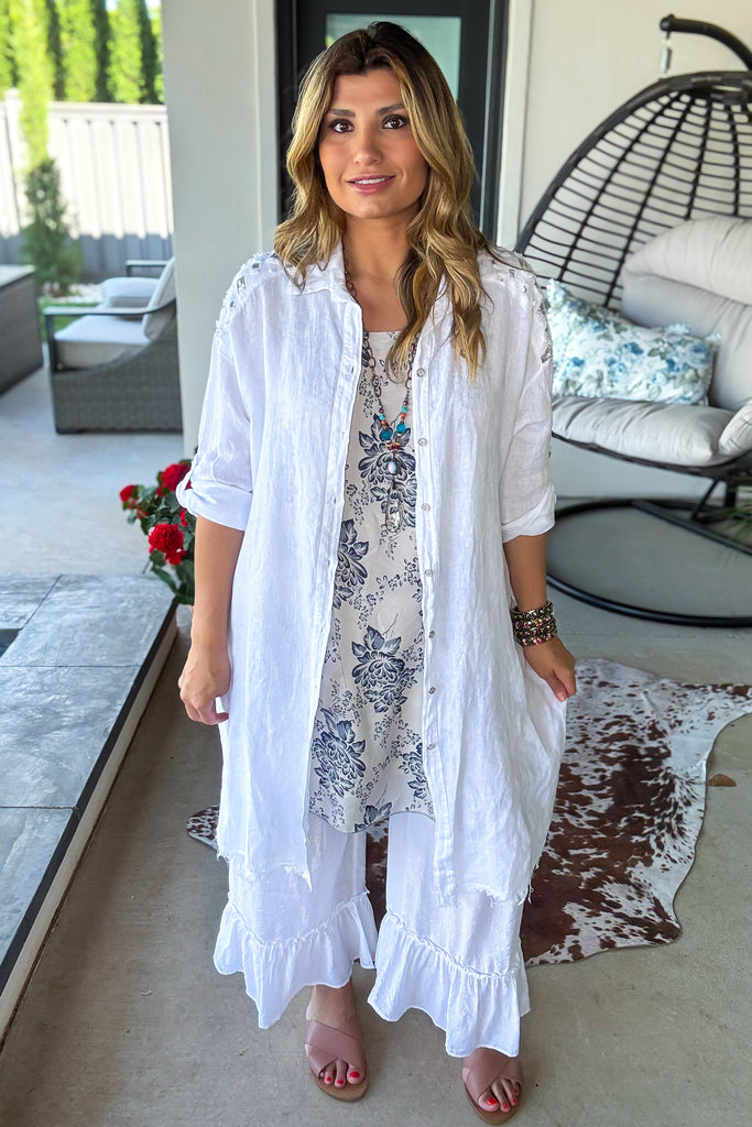 Making Dreams Dress/Duster - Made In Italy - White - 100% Linen