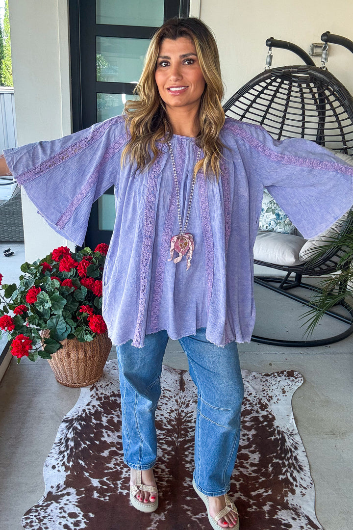 Riverstone Lace Tunic - 100% Cotton - Periwinkle
