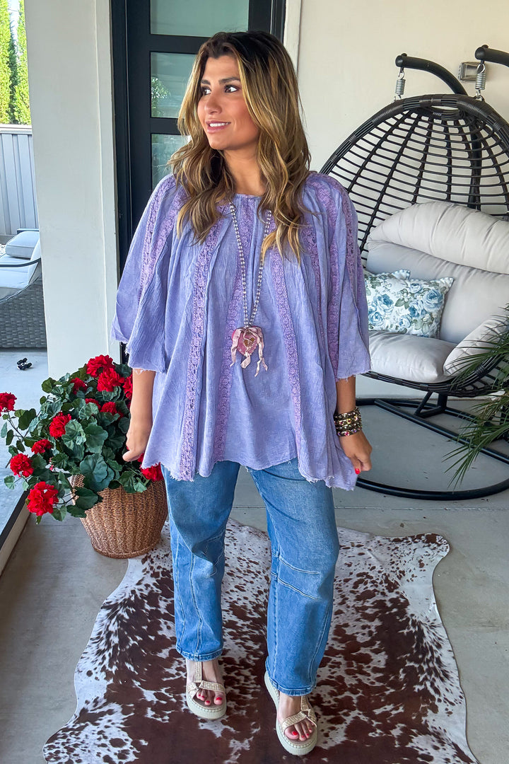 Riverstone Lace Tunic - 100% Cotton - Periwinkle
