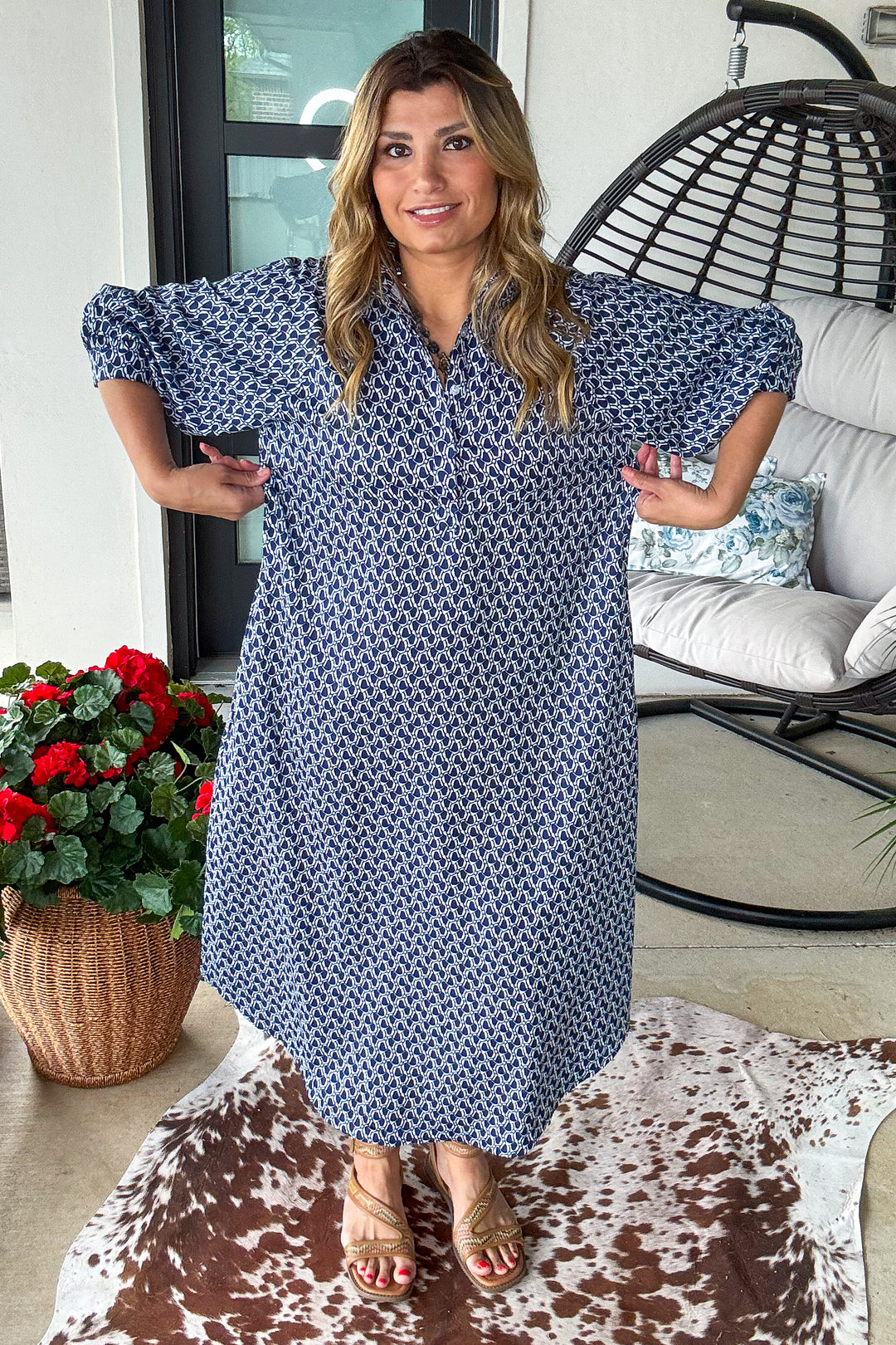 Stay Anchored Dress - Navy