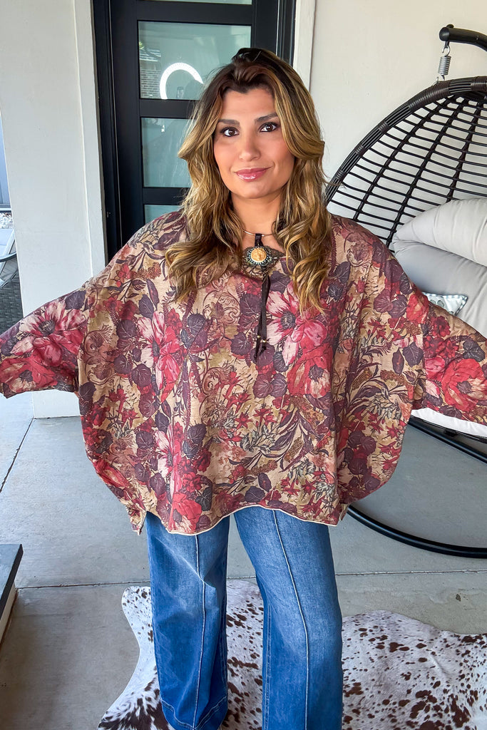 Vintage Garden Oversized Top - 100% Cotton - Woodland Meadow