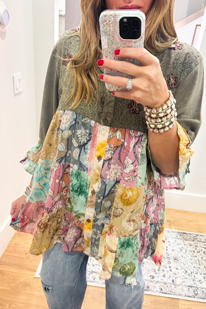 Getaway Garden Blouse - Gravel