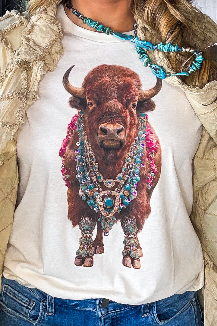 Buffalo Royale Rhinestone Tee - Cream