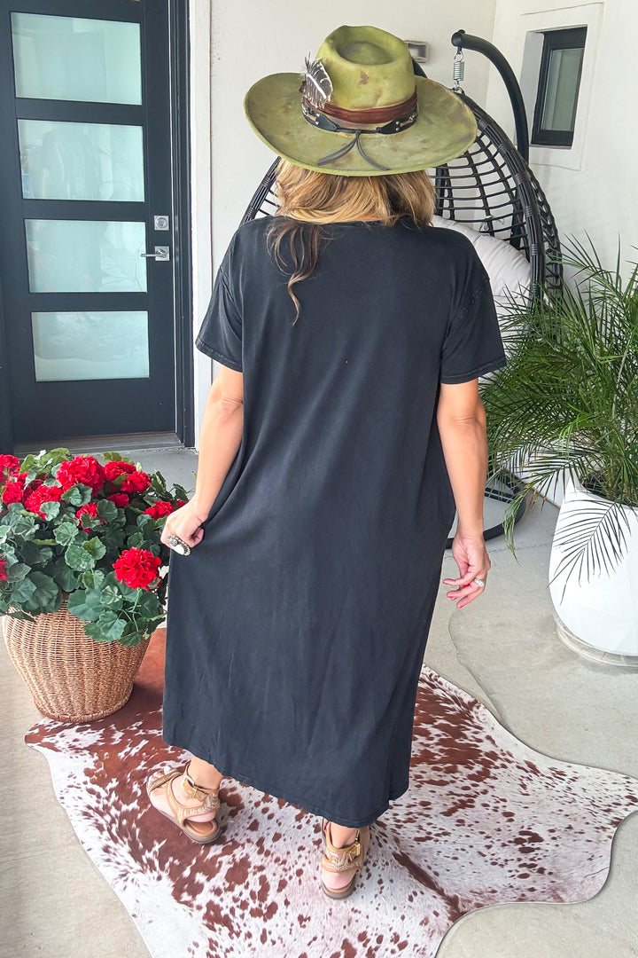 Chief Maxi Cotton Oversized Jersey Dress - 100% Cotton -Black