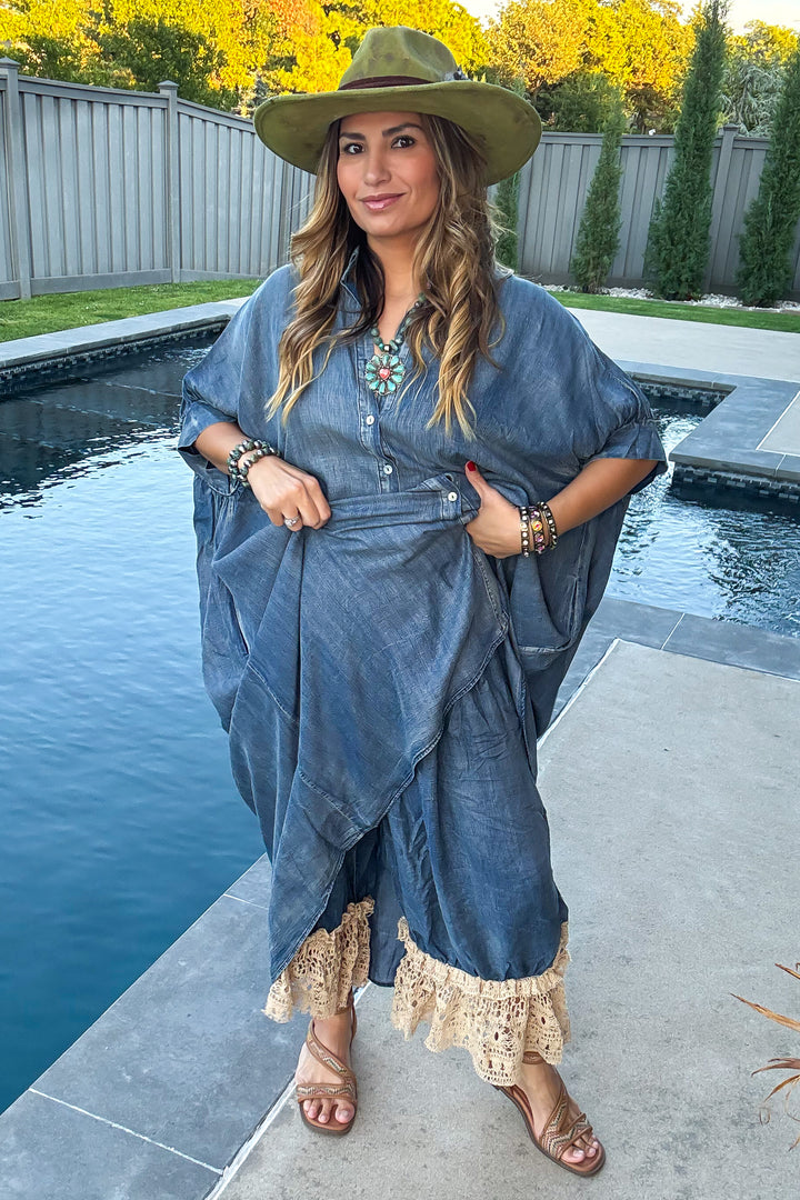 Morning Meadow Oversized Dress - Chambray