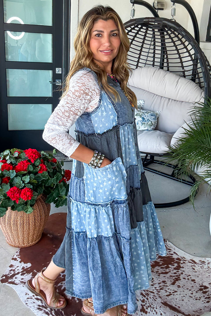 Star Bright Vest/Dress - Denim