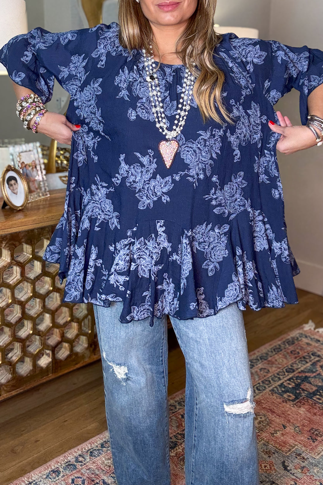 Your Love Awakens Me Oversized Tunic - Navy