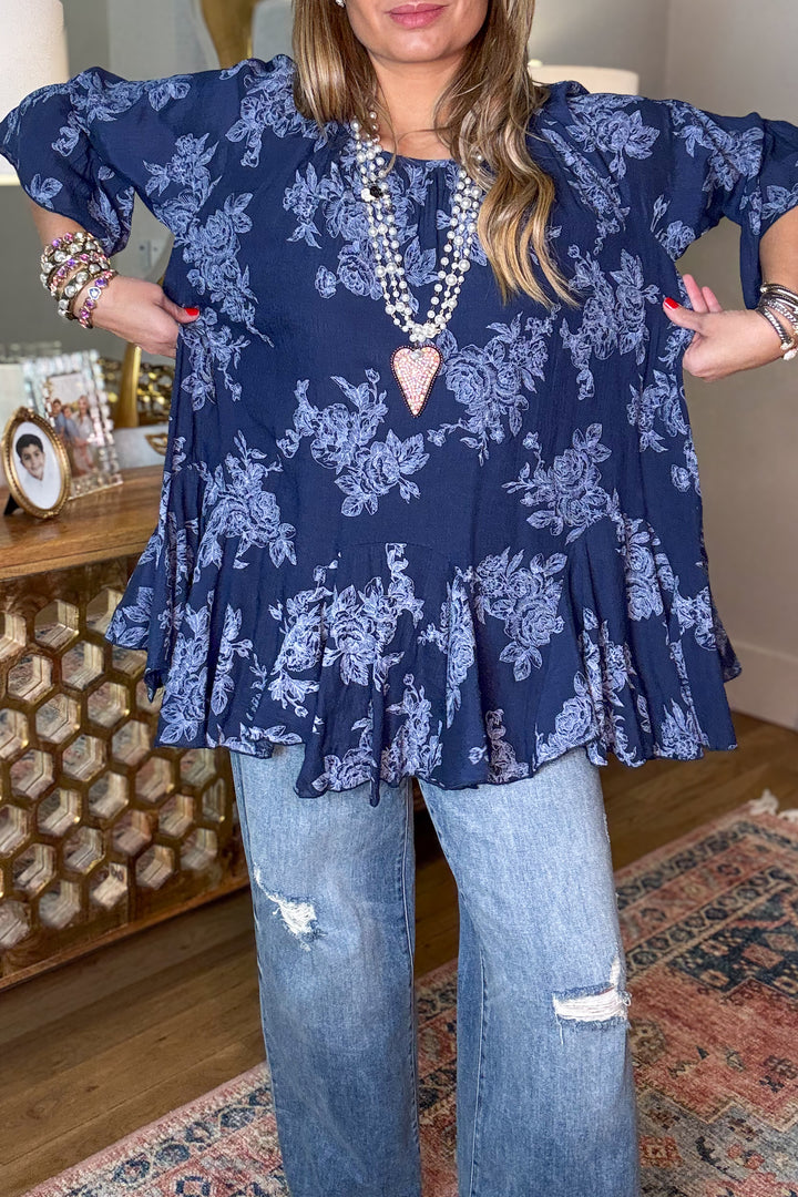 Your Love Awakens Me Oversized Tunic - Navy