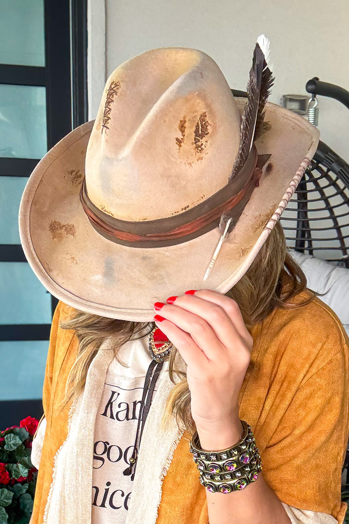 PRE ORDER: Desert Outlaw Distressed Hat - Handmade - Made in USA