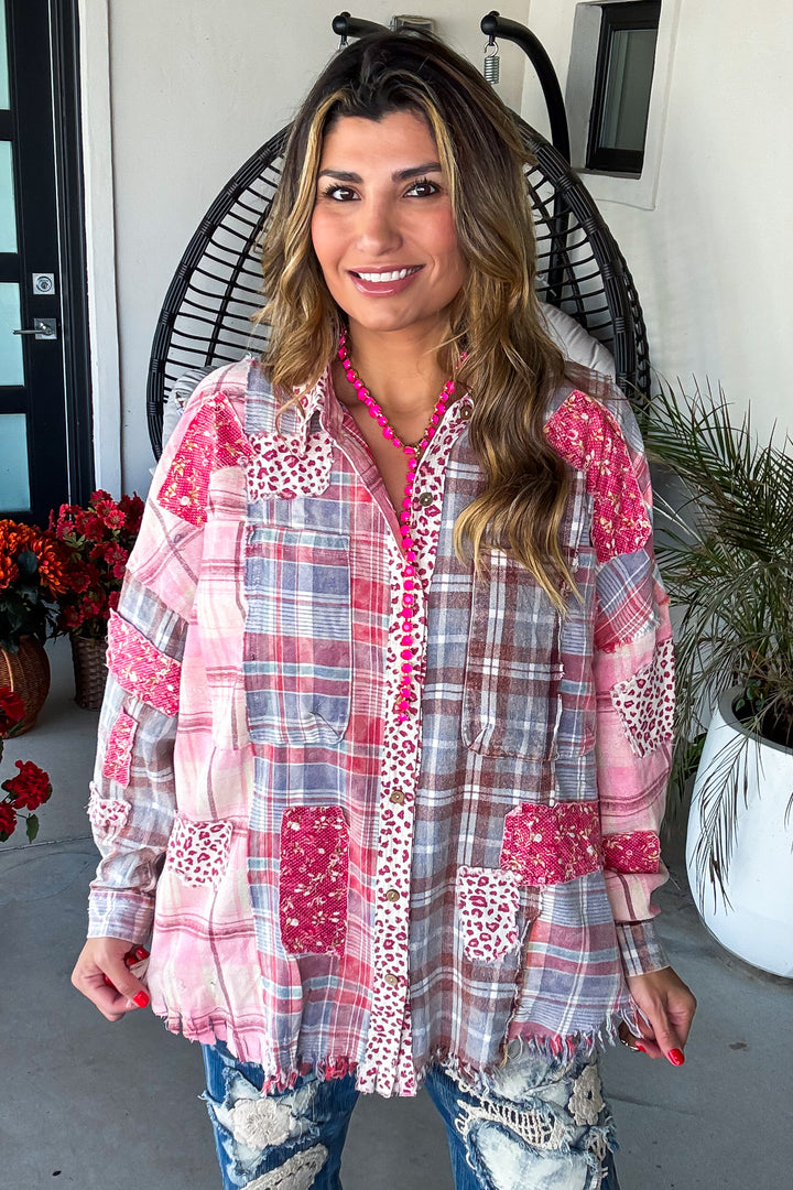 Berry Wild Flannel Top - Berry
