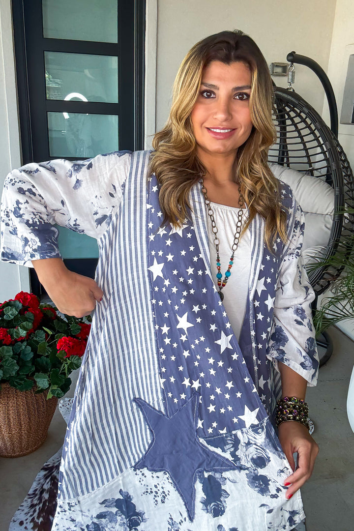 Starry Bloom Cardigan - 100% Cotton