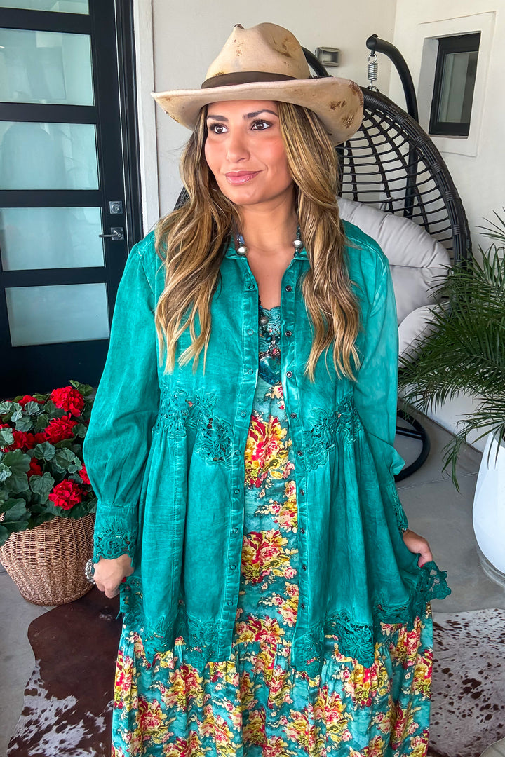 Botanical Breeze Maxi Dress - Teal