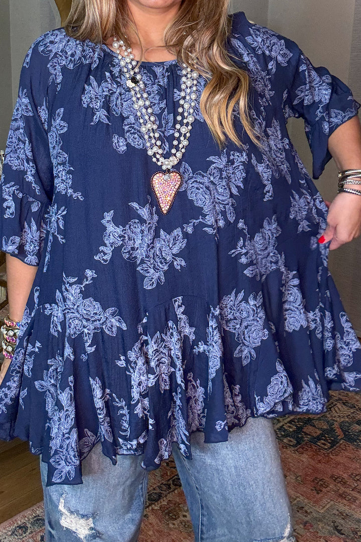 Your Love Awakens Me Oversized Tunic - Navy