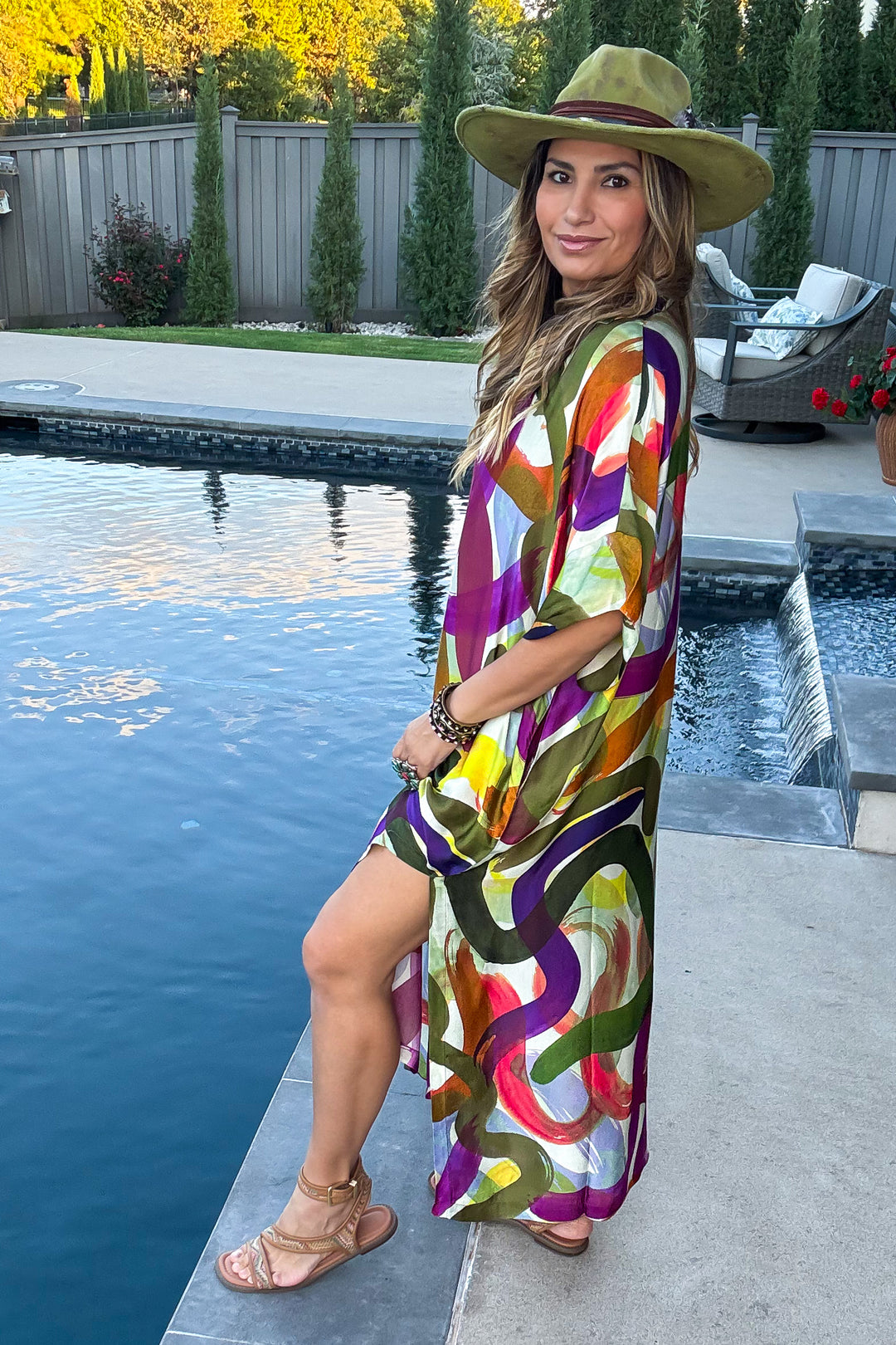 Satin Fall Colors Dress - Multi Mix