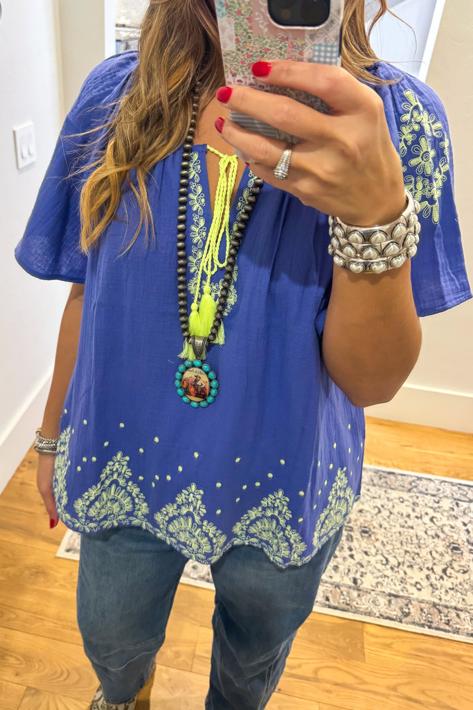 Morning Glow Top - 100% Cotton - Blue