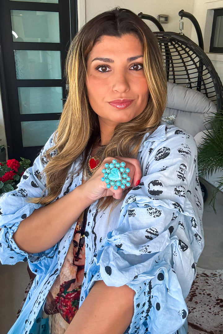 Dapple Haven Button Duster - 100% Cotton - Blue