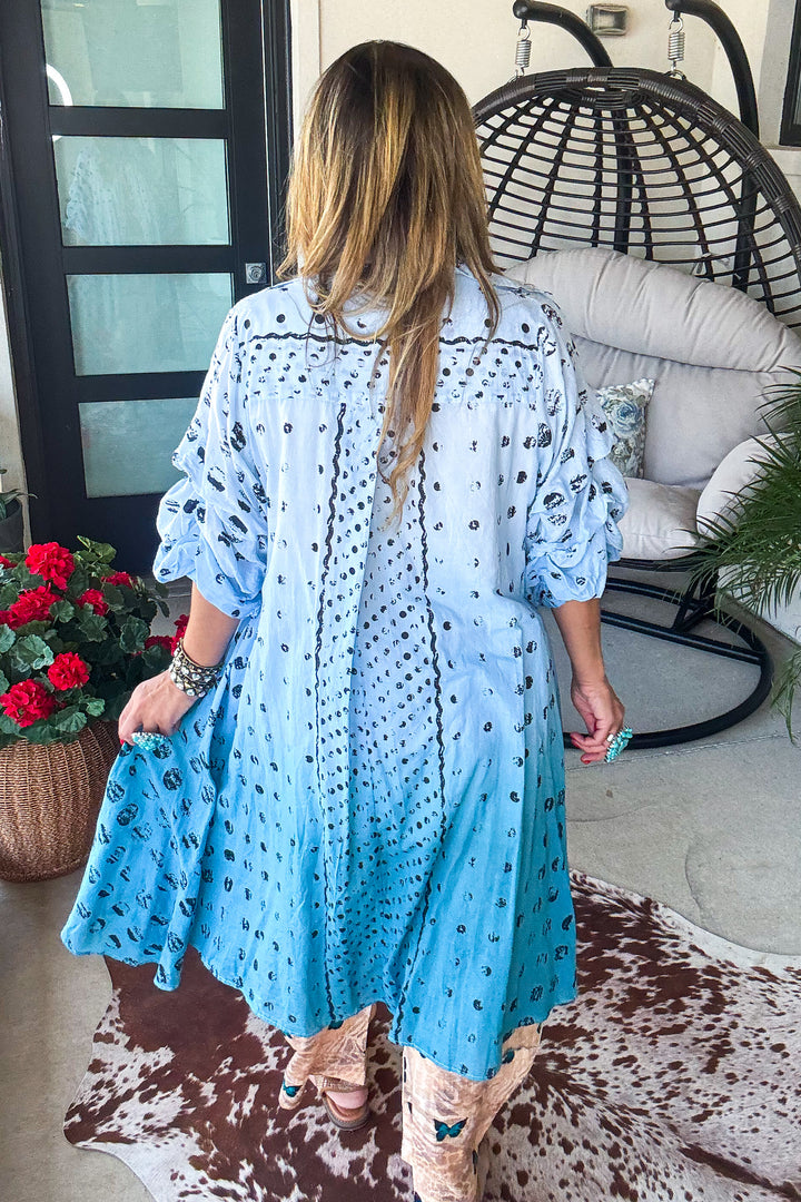 Dapple Haven Button Duster - 100% Cotton - Blue